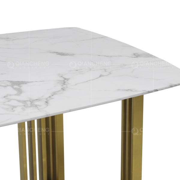 Pé de aço inoxidável do ouro de mármore 200x100x75cm luxuoso italiano da mesa de jantar
