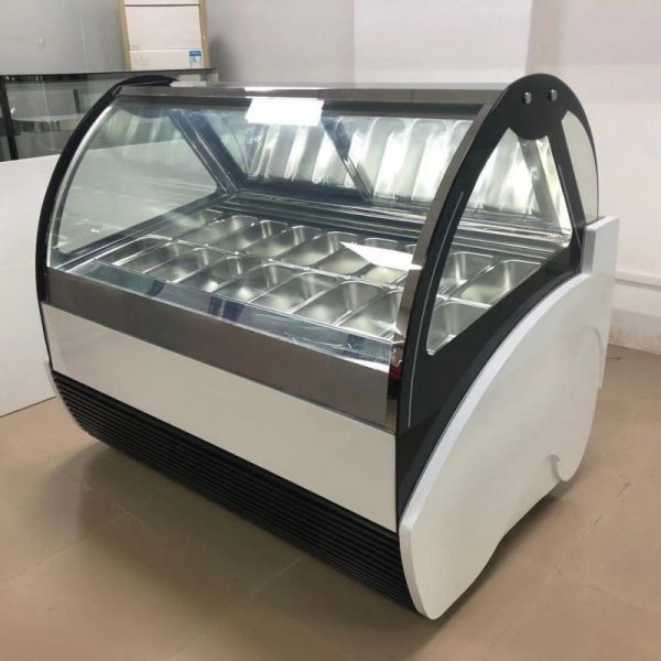 16 Pans Countertop Gelato Freezer Ice Cream Showcase With LED Light