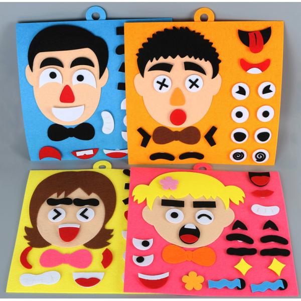 Felt Puzzle Toys Kids DIY Facial Expression Emotion Changing for Children Learning Education Velcro Sticks 30 X 30cm