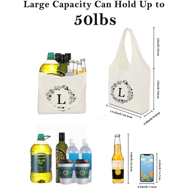 Women'S  Large Canvas Tote Bag Reusable 5.91 x 4.45 x 3.7 inches