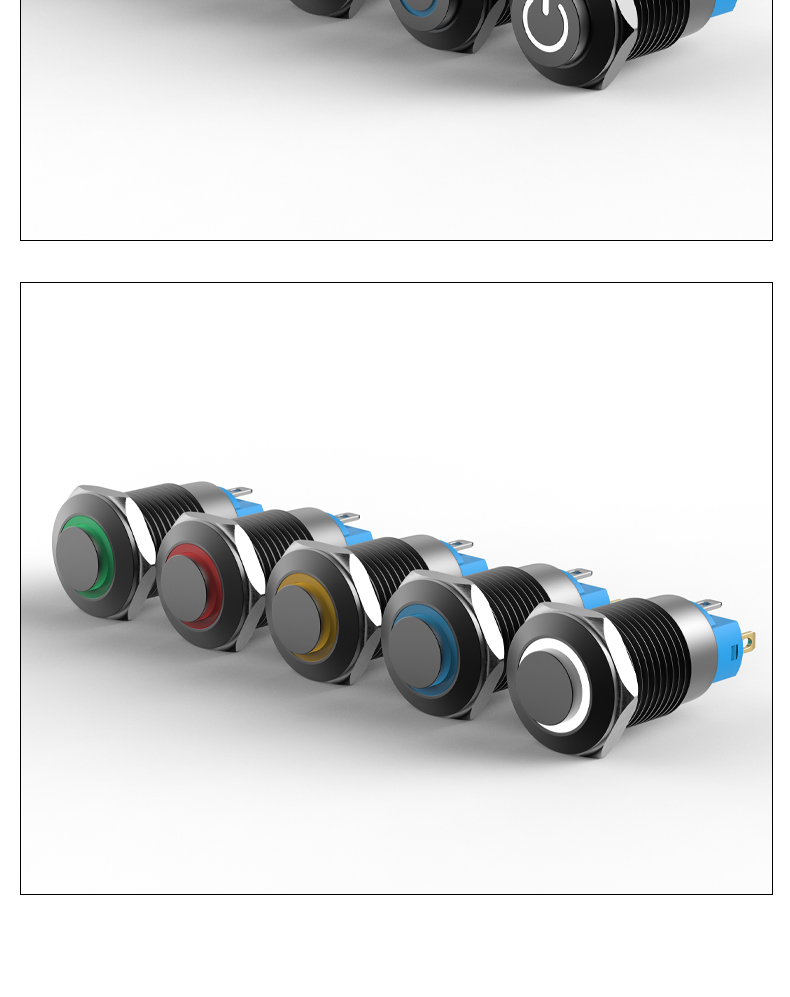 12mm Metal Push Button Switch Latching 1NO Oxidized Black Shell With LED 4Pins No LED 2Pins High/Flat Head 6V 24V 220V Red/Green