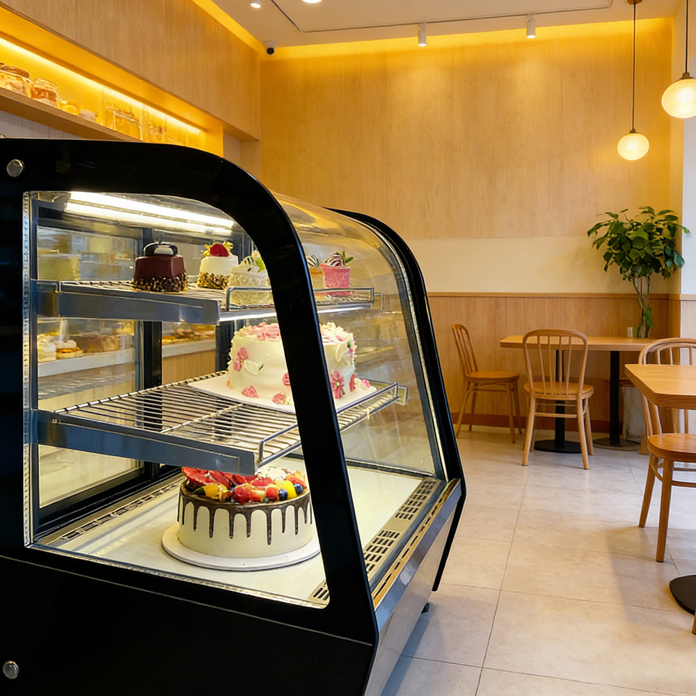 50Hz - 60Hz Glass Cake Cabinet Refrigerated Bakery Display Case For Cupcake ROHS