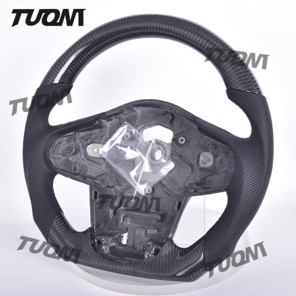 Universal Leather Carbon Fiber Steering Wheel Flat Bottom Ergonomic Grip LED Support