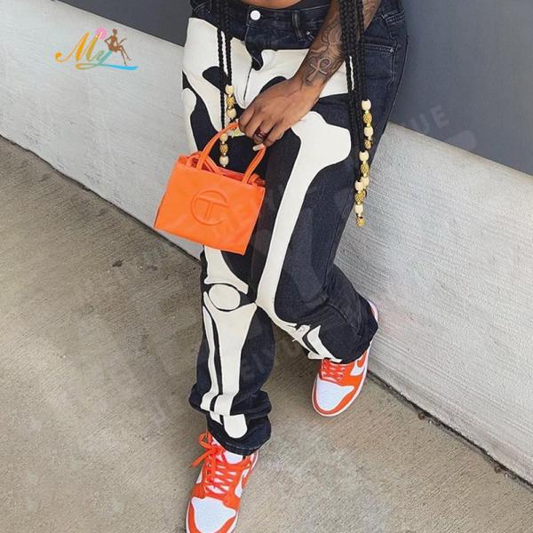 OEM Nuevo diseño personalizado con bordados de chenille de hueso hombres pantalones vaqueros pantalones azules casual pantalones deportivos Pantalones De Hombre jeans