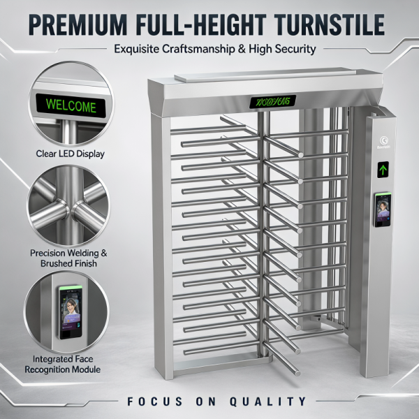 Full-height Turnstile With ID Card Recognition And Employee Attendance System For Industrial Park Entrances