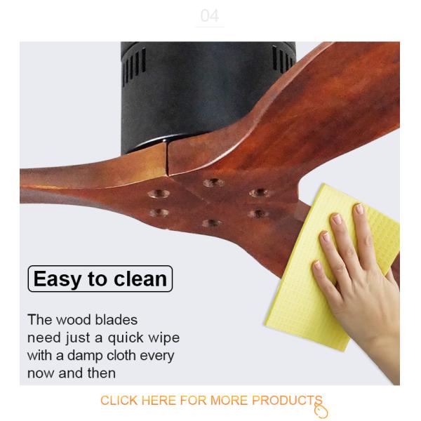 Motor de corrente contínua 52 polegadas Natureza madeira 3 lâminas de madeira de poupança de energia ventilador de teto para arrefecimento de ar