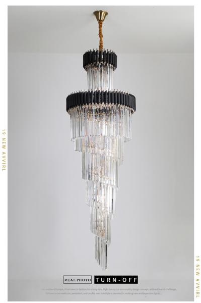 Large Top Long Crystal Led Chandeliers Hotel Hall Living Room staircase chandelier(WH-CY-179)