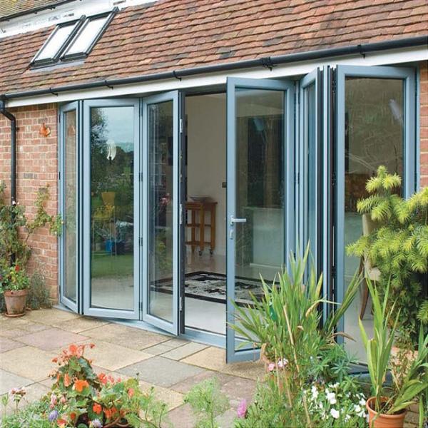 5mm Tempered Glass Commercial Aluminium Doors , Aluminum Frameless Folding Sliding Doors
