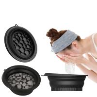 Grand bol en silicone pour bain de glace pour le visage avec bac à glaçons intégré, design pliable et suspendu pour un rangement et un transport faciles, bain de glace pour le visage à domicile et en voyage