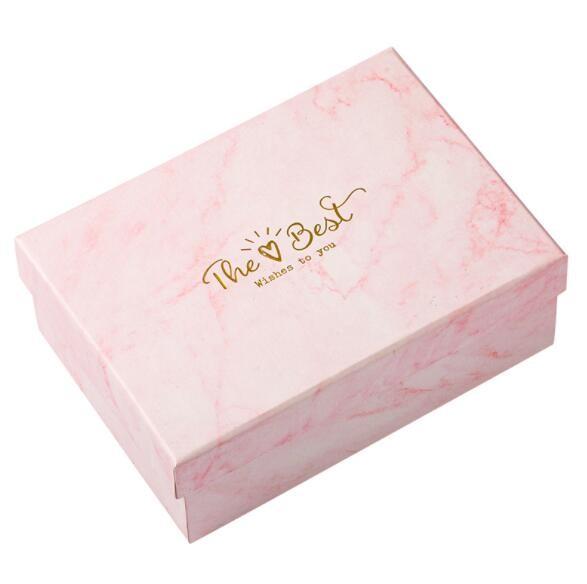 Customizable Marble Pink Multimodal Empty Gift Box With Ribbon Rectangle
