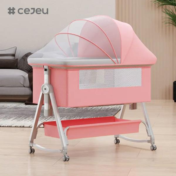 Разъемная детская колыбель кроватка с москитными сетями и матрасом, колыбель Регулируемая высота, новорожденный ребенок должен иметь кровать