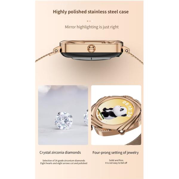 AW5 Women's Fashion Smart Watch 1.09 Inch AMOLED Square BT Call Female Health