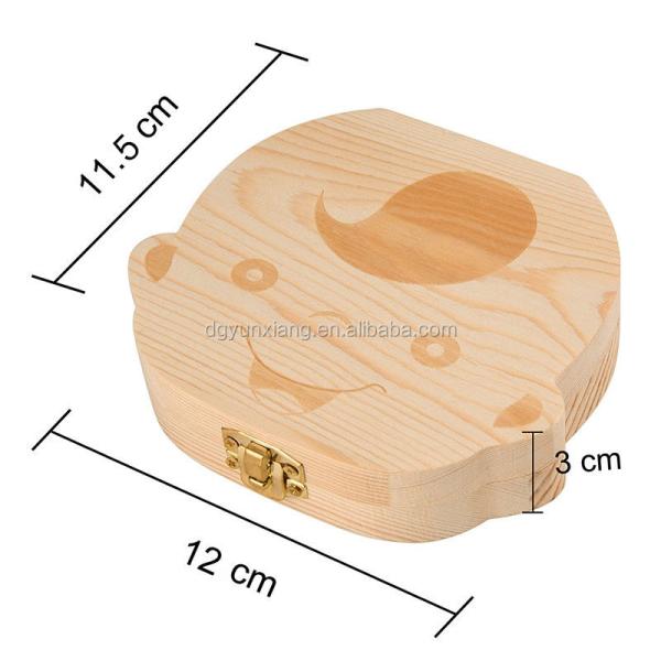 Amazon venta caliente caja de dientes de madera para bebés y porta dientes con caja de embalaje de regalo