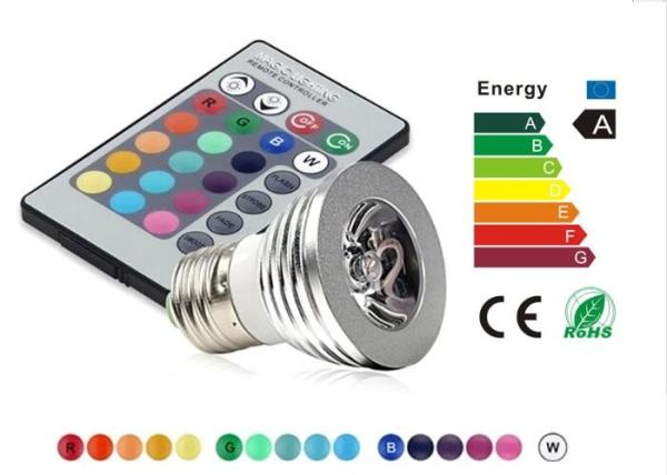 Rgb E27 Led Spot Bulbs 3w Epistar Chip Long Lifespan With Rgb Controller