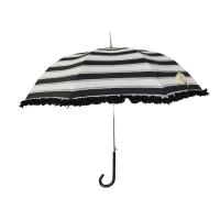 Parapluie droit de tissu rayé de pongé avec le bord de fleur