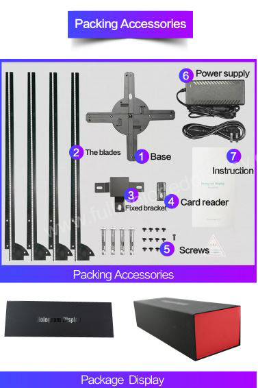 3D Holographic Outdoor Digital Advertising Screens 42cm Fan Spanning LED Display With SD Card