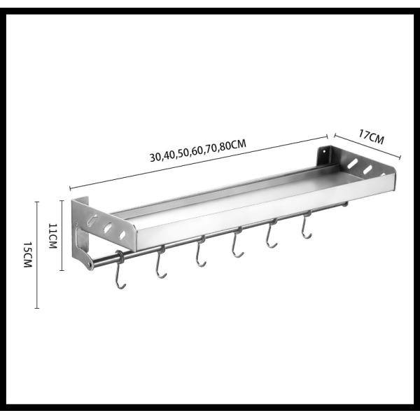 Multifunctional Wall Mounted Kitchen Shelf Stainless Steel 304 Material For Spice Storage