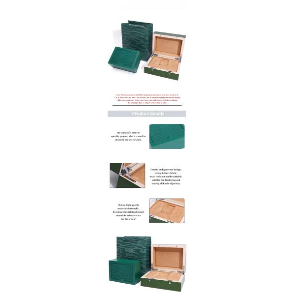 Boîte de montres en bois vert haut de gamme pour l'emballage de cadeaux de luxe avec sac à main retourné