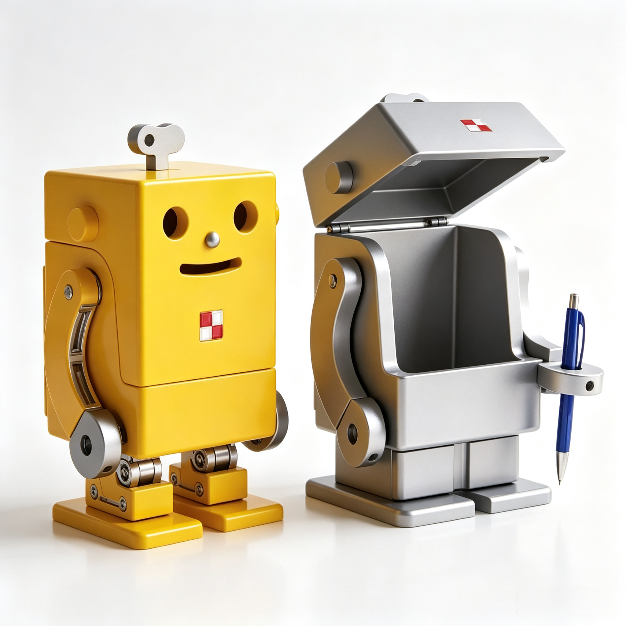 Mechanical 3D Printed Custom Robot Shaped  Dual Storage  Office Pen Holder