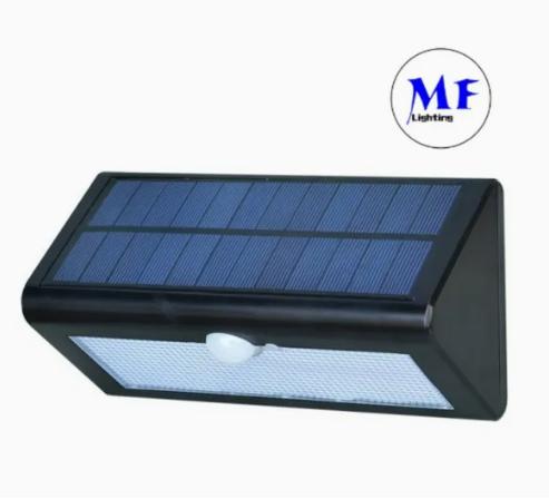 Luz de pared solar LED moderna, novedosa, inteligente, simple, batería de litio, monocristalina, negra, solar, IP66, impermeable, fundición a presión