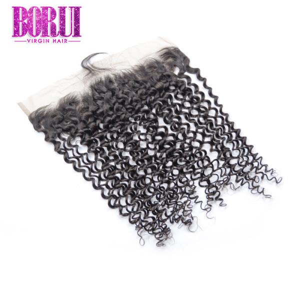 Indian Kinky Curly Human Hair Lace Frontal 13*4 Closure With Baby Hair Free Part