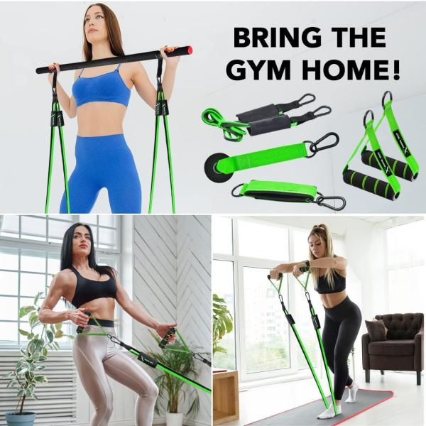 Custom 100cm Pilates Bar Kit With Resistance Bands Gym Yoga Exercise