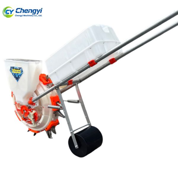 Iron Manual Seeder Machine With Fertilizing Mechanical Push Planter Durable Dual Purpose Farm Device