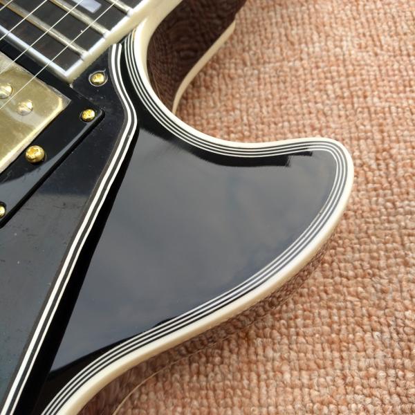 LP Custom Shop Black Color Electric Guitar EBONY Fretboard Binding frets Golden Hardware
