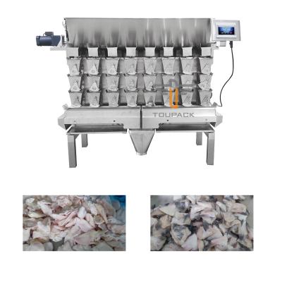Three Layer 8 Head Screw Feeding Multihead Weigher For Fresh Sticky Food Shredded Meat