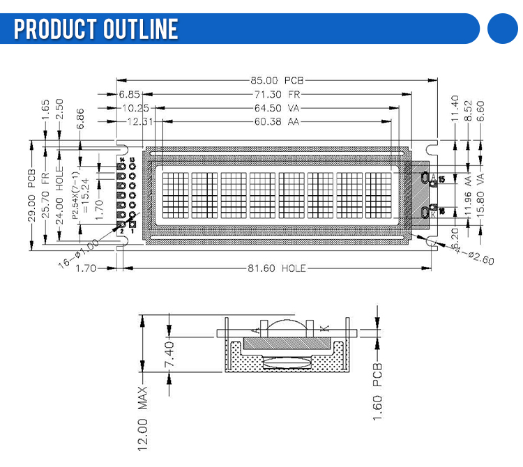 DFSTN Black Film 0801 Character LCD Screen Module High-Quality LCD Screen