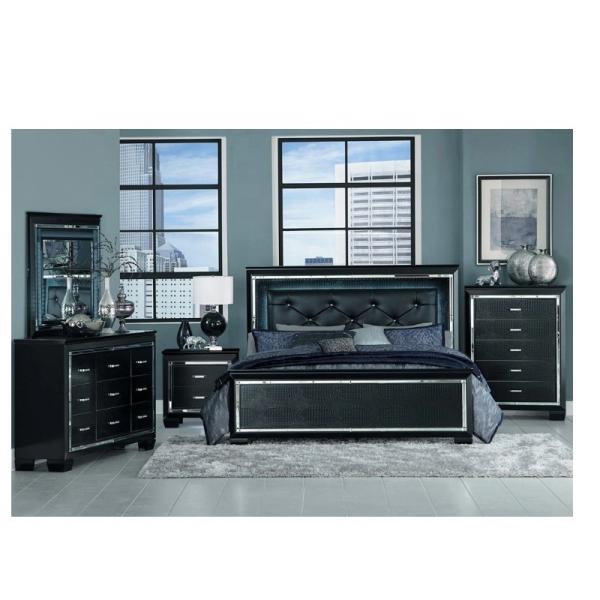 Wood Master Bedroom Furniture Upholstered Platform Bed