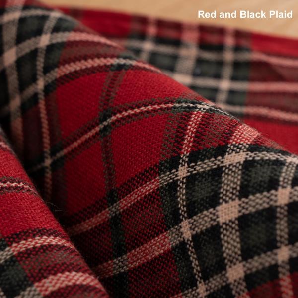 Christmas Tree Skirt, 32 Inches Plaid Tree Skirt with Reindeer, Borwn Faux Fur Border Trim for Xmas Holiday Party Decor