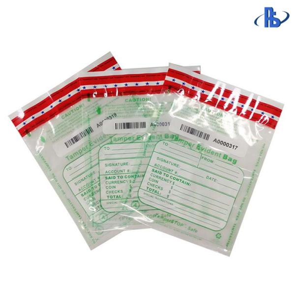 Anti Tamper PE Tamper Evident Security Bags , Bank Deposit Security Bags