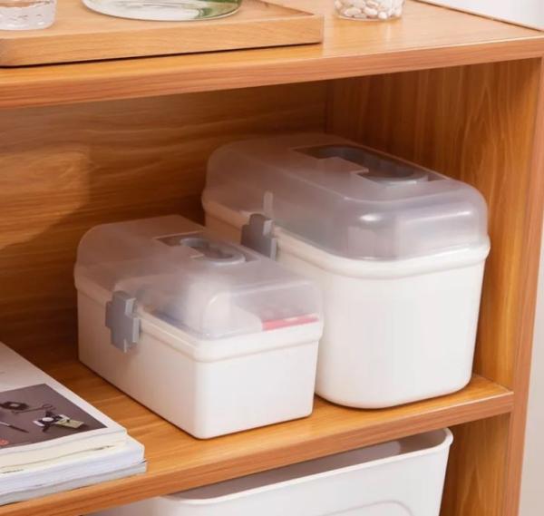 Organizador portátil da caixa dos primeiros socorros do plástico do recipiente de armazenamento do agregado familiar