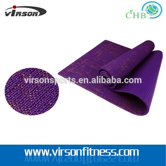 Ningbo virson custom printing Natural Jute + eco friendly PVC yoga mat for yoga