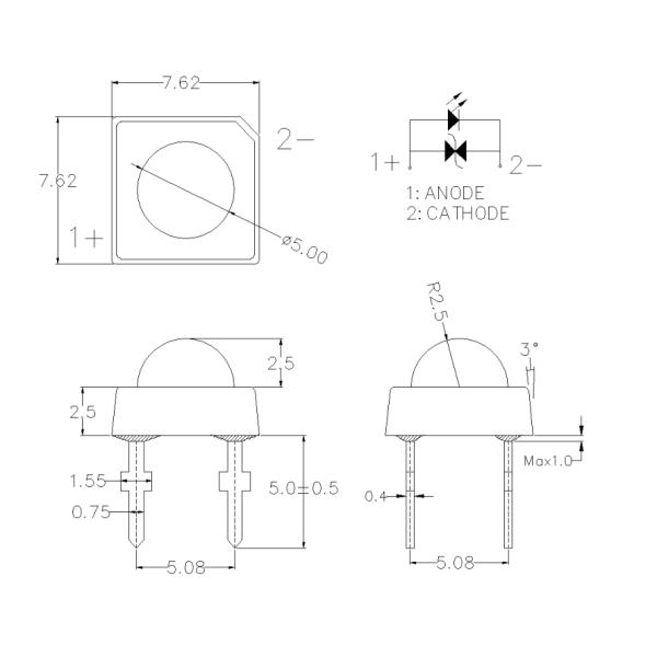 0.5W Red Color T1 3/4 Super Flux Piranha LED Integrated Zener Transparent Lens 80 Deg 5mm Diode LED For Brake Lights
