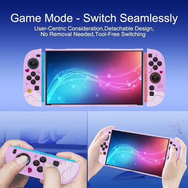 Split Design Cartoon Girly Protective Case for Nintendo Switch 2 & PC - Detachable Shell with Decorative Pattern