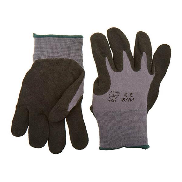 Nylon Liner Coated Breathable Nitrile Gloves 13 Gauge Black Sandy For Logistics