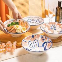 Prêt à l'expédition en stock personnalisé bols en céramique ensemble cadeau coloré imprimé sous cuisine vitrée 4pcs soupe 6,5 pouces 8 pouces