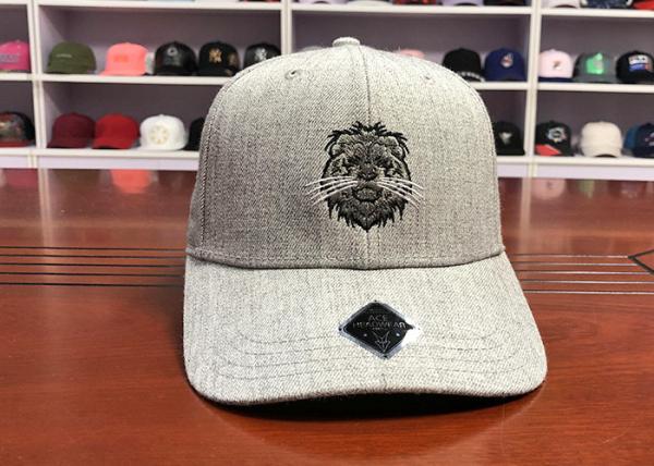 Hot Sales ACE Custom Unisex 6 panels Cotton Fabric Flat Embroidery Lion Logo Metal Back Closure Baseball Cap