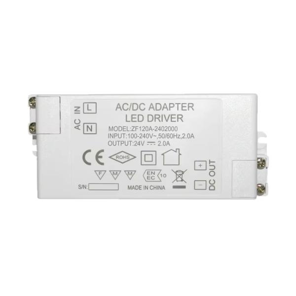 IP20 Rated Single Power Supply Driver 48W LED Light Transformer with Screw Terminal Output and ABS PC Material