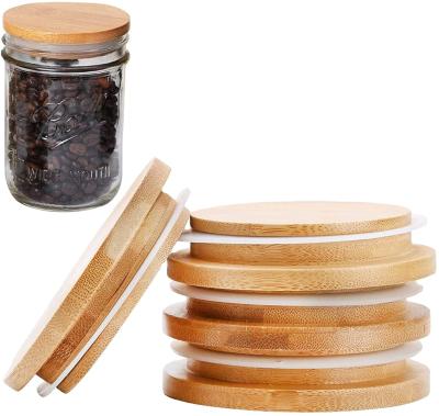Couvercles de boîtes en bois sur mesure Couvercles de boîtes en bambou réutilisables Compatibles avec des boîtes en conserve à large bouche