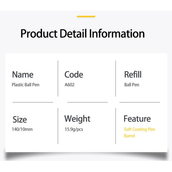 Soft Touch Press Ballpoint Pen 1.0mm Soft Coating Plastic Ball Pen For School Office