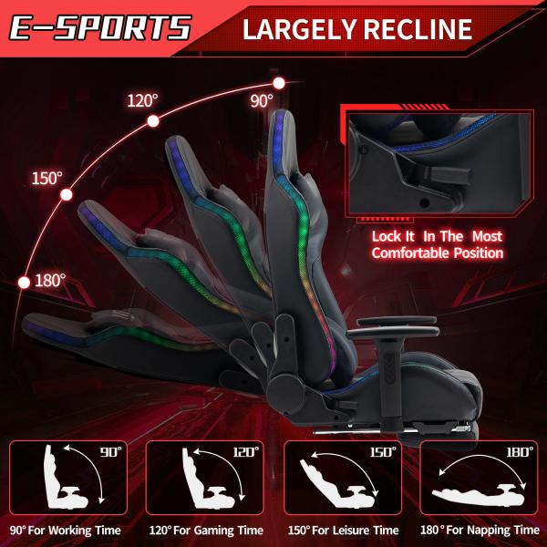 Adjustable Computer Chair with Headrest and Lumbar Support Metal Frame Gaming Chair