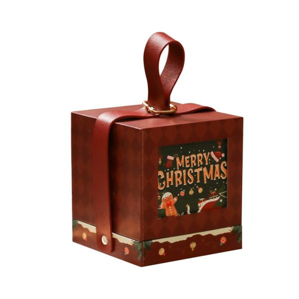 Merry Christmas Apple Gift Box Festive Christmas Eve Apple Packaging Carry Handle Sturdy Cardboard Box