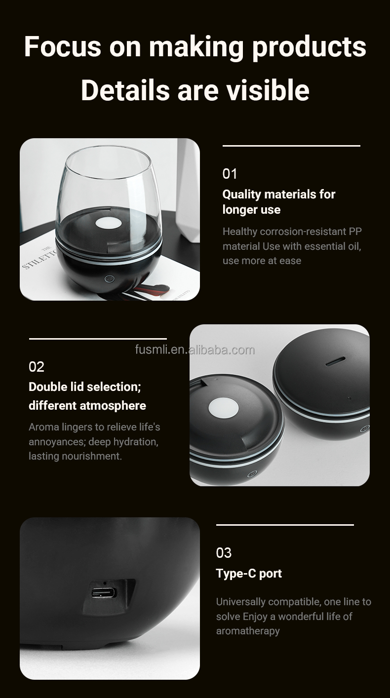 Factory Customized Room Direct Sale Fire Flame Glass Aromas Diffuser Air Essential Oil Ultrasonic Humidifier