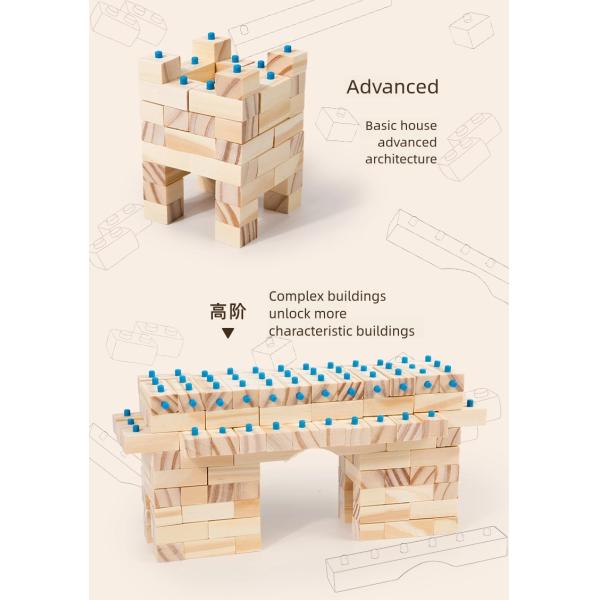Natural Wooden Children's Early Education Creative Construction Building Bricks Block Puzzle Toys Kids Diy Assembly Set