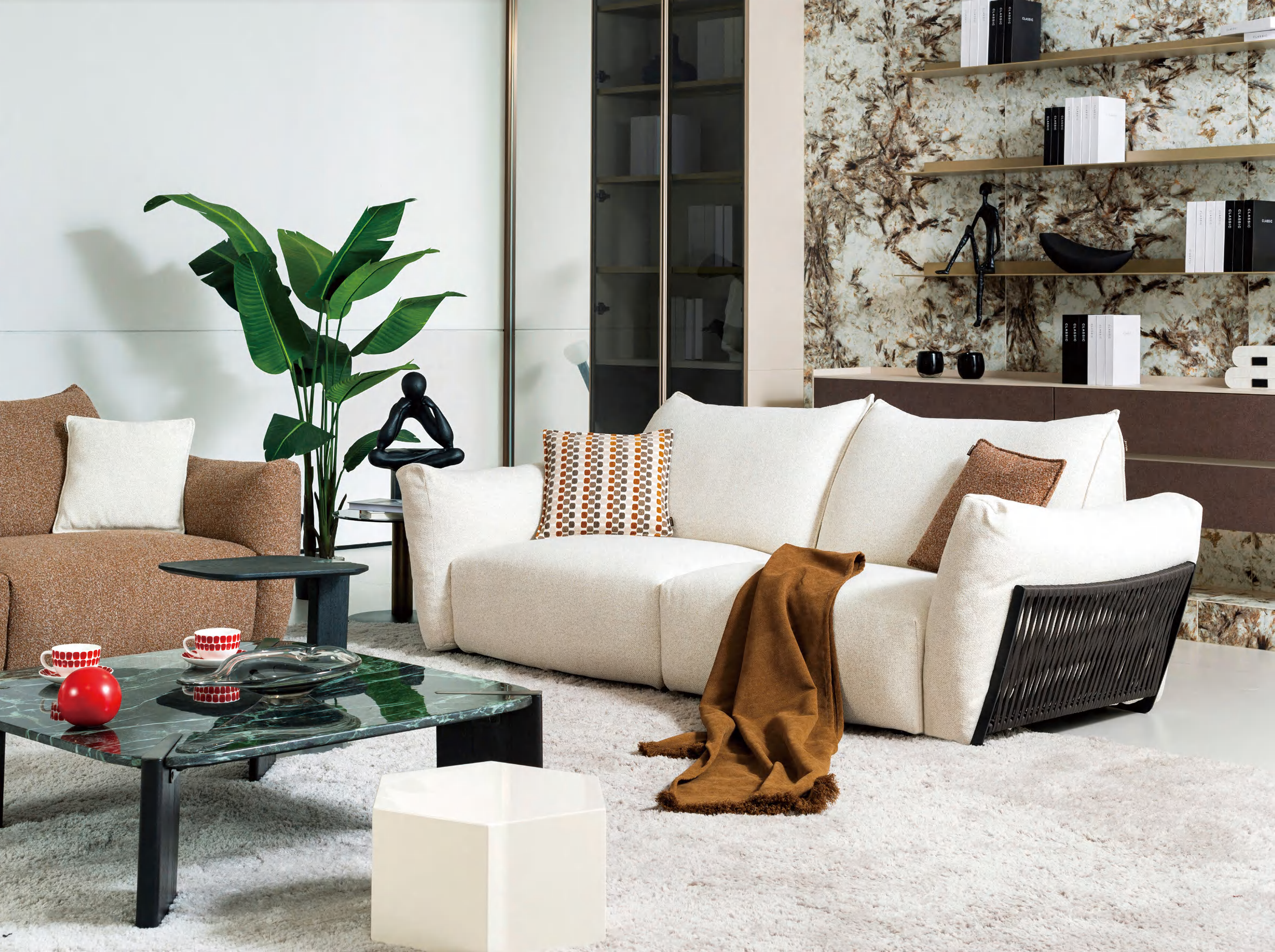 Italian minimalist color blocking modular sofa , apartment furniture