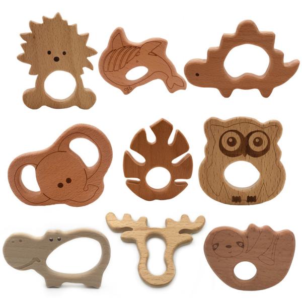 Baby Wooden Teethers Food Grade Animal Tortoise Koala Whale Turtle Shape