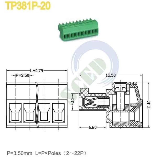 2-22 Poles Plug In Power Terminal Block Connector 3.50mm Female Brass Steel M2 Screw